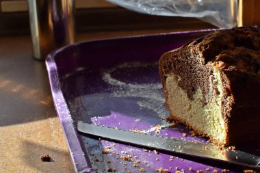 Vanilyalı çikolatalı kekin yakın plan görüntüsü