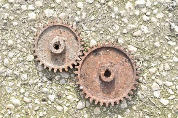 Old Rusted Gears Symbol Obsolete Calcified Systems Concept Old Gears — Stock Photo, Image