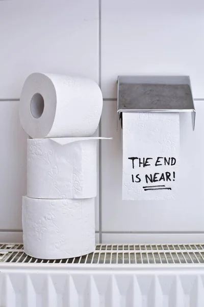 Stop Hoarding Toilet Paper Toilet Paper Roll Concept Hoarding Toilet — Stock Photo, Image