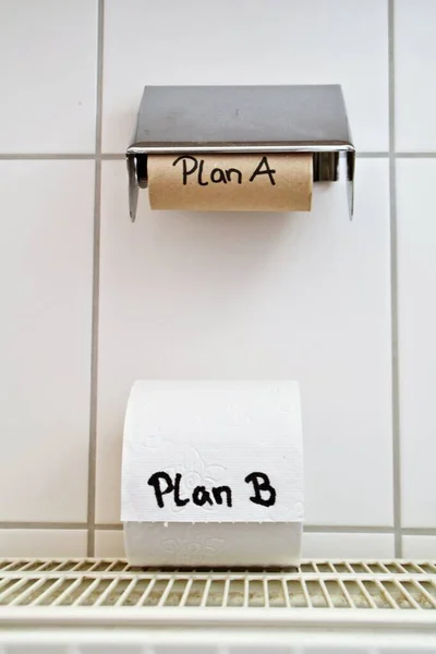 Finding Way Out Failure Plan Represented Empty Toilet Paper Roll — Stock Photo, Image