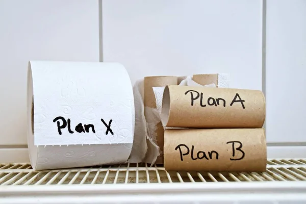 Finding Way Out Failure Plan Represented Empty Toilet Paper Roll — Stock Photo, Image