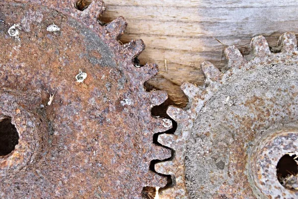 Old Rusted Gears Symbol Obsolete Calcified Systems Concept Old Gears — Stock Photo, Image