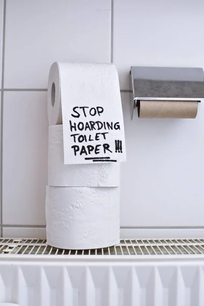 Smettere Accumulare Carta Igienica Rotolo Carta Igienica Concetto Accumulare Carta — Foto Stock