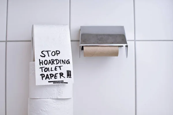 Stop Hromadění Toaletního Papíru Role Toaletního Papíru Koncept Hromadění Toaletního — Stock fotografie