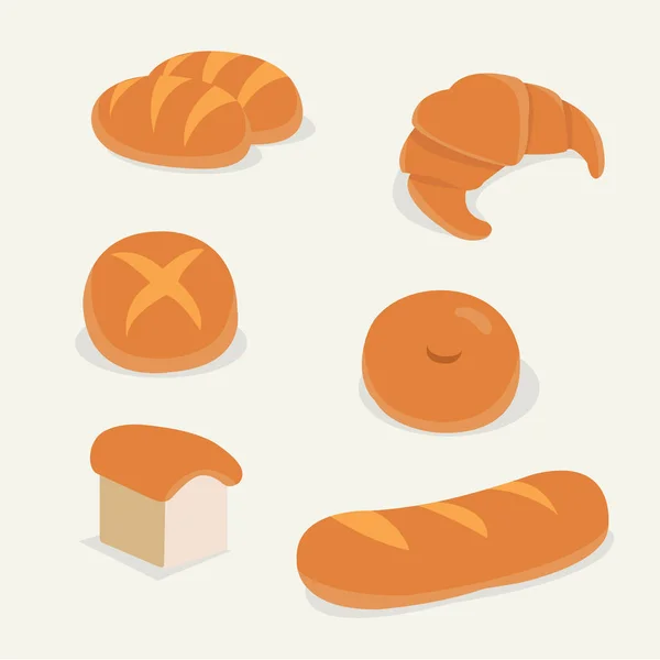 Conjunto de pão plano vetor com fundo isolado.Conjunto de pão francês . —  Vetores de Stock