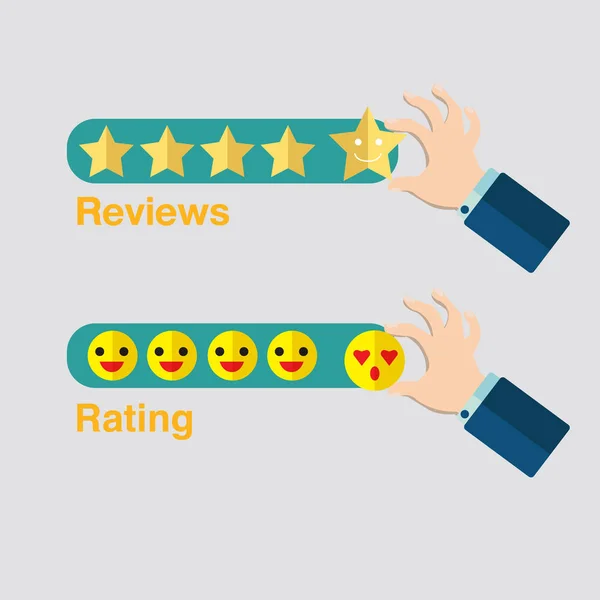 Mão de negócios com ícone de estrela para comentários vector.Hand com emoji —  Vetores de Stock