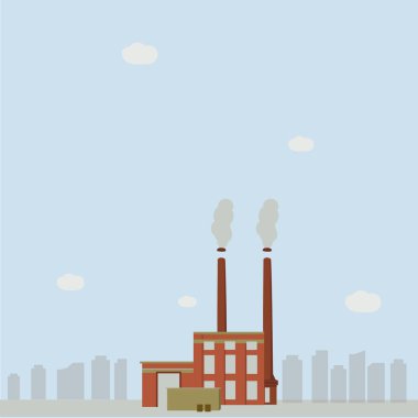 Fabrika yayarlar şehirler vektör çizim duman
