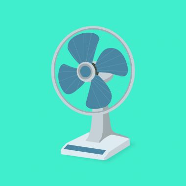 Yeşil renkli vektör çizim ile mavi tablo Fan düz tasarımı