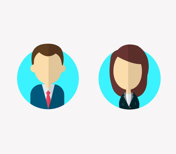 Flat businessman and businesswoman characters. Vector avatars profile no face.Vector portraits. — Stock Vector