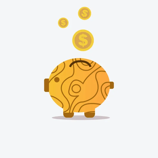 Pig bank and wood texture with coin icon.Saving money concept.Vector illustration. — Stock Vector