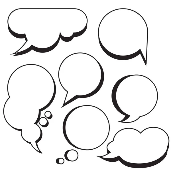 Burbujas cómicas y nubes cajas de texto de dibujos animados con ilustración de vectores de voz de texto cómico en blanco. conjunto de burbujas de chat . — Vector de stock
