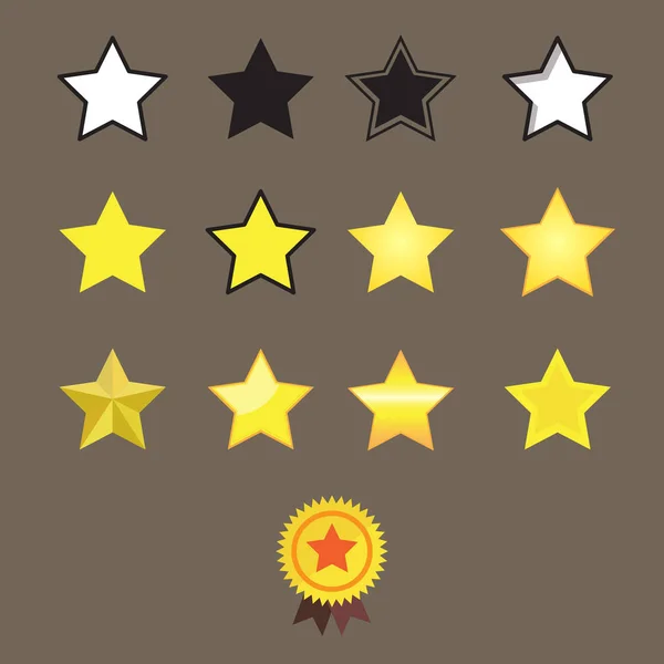 Звезды Награда стиль и звезда медаль на коричневом фоне — стоковый вектор