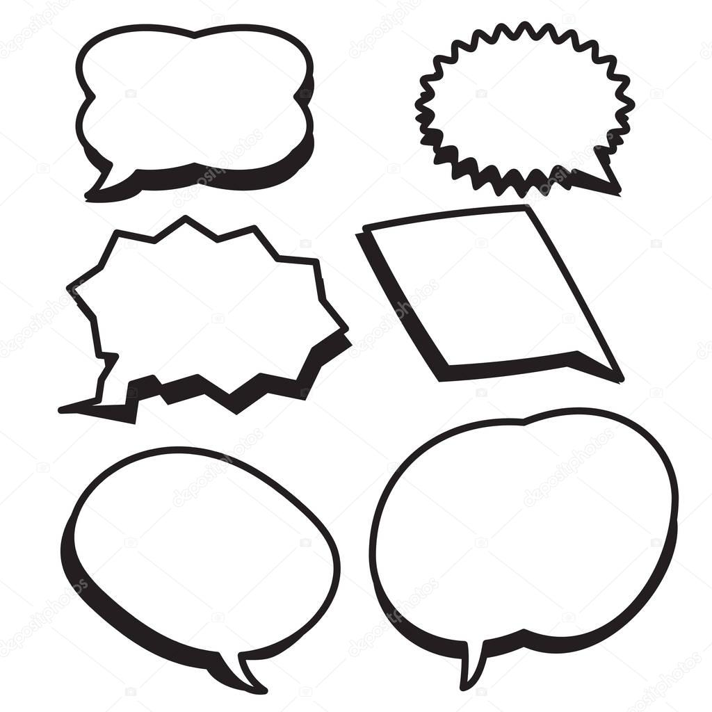 Cartoon bubbles text boxes set with blank text speech vector illustration.Set of comic chat bubbles.