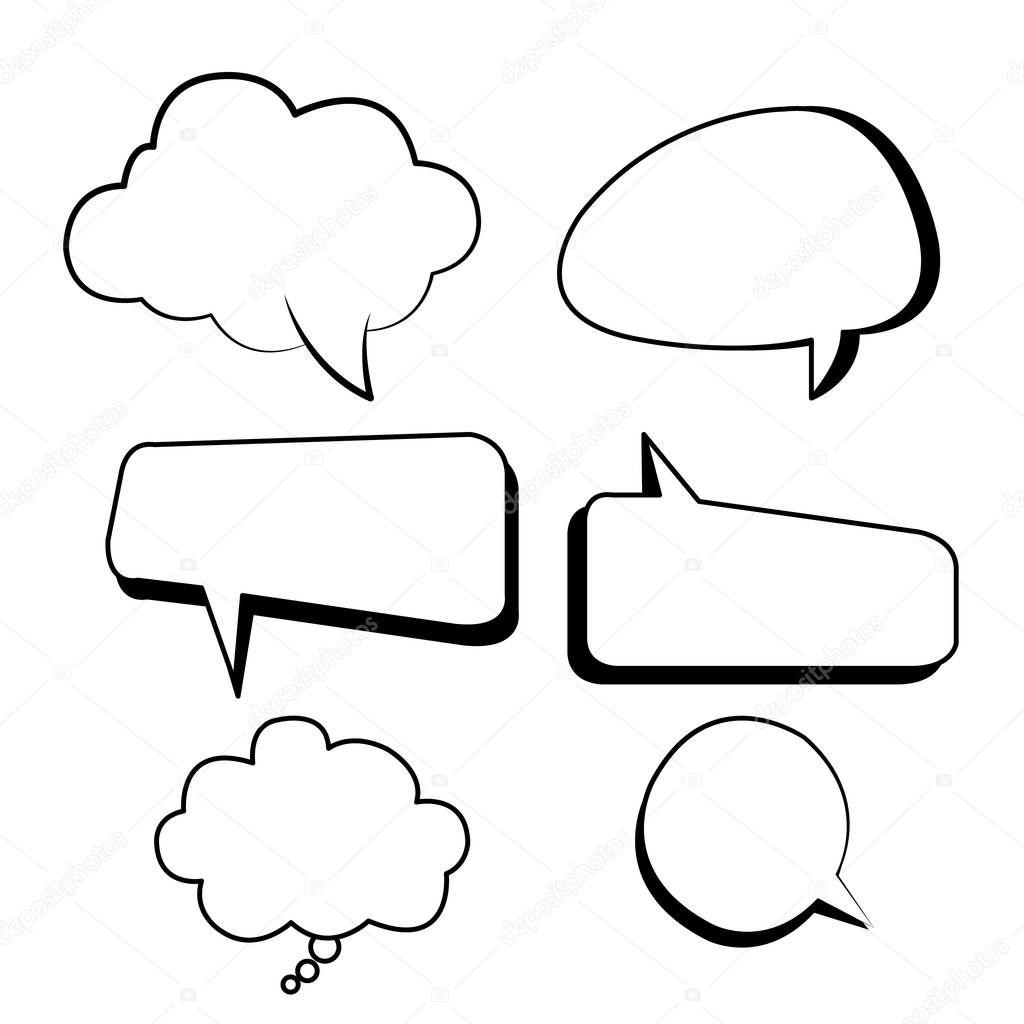 Bubbles text boxes comic set vector with isolated white background.Clouds bubbles,shape text box style.