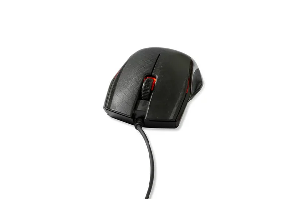 Black computer mouse on isolated white background — Stock Photo, Image