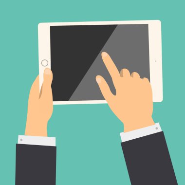 İş el holding tablet ve dokunmatik ekran vektör için