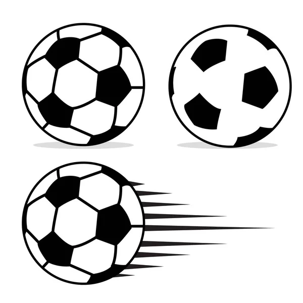 Futebol bola plana conjunto de design com isolado no fundo branco — Vetor de Stock