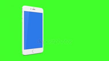 Bangkok, Tayland-Haziran 20: beyaz iphone 6 mavi ekran animasyon ile solda ve puan için örtü rengi yeşil ekran arka plan üzerinde izleme kavramı