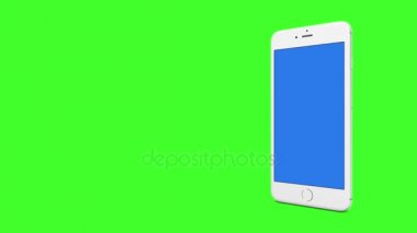 Bangkok, Tayland-Haziran 20: beyaz iphone 6 ile mavi ekran animasyon ve puan için örtü rengi yeşil ekran arka plan üzerinde izleme kavramı