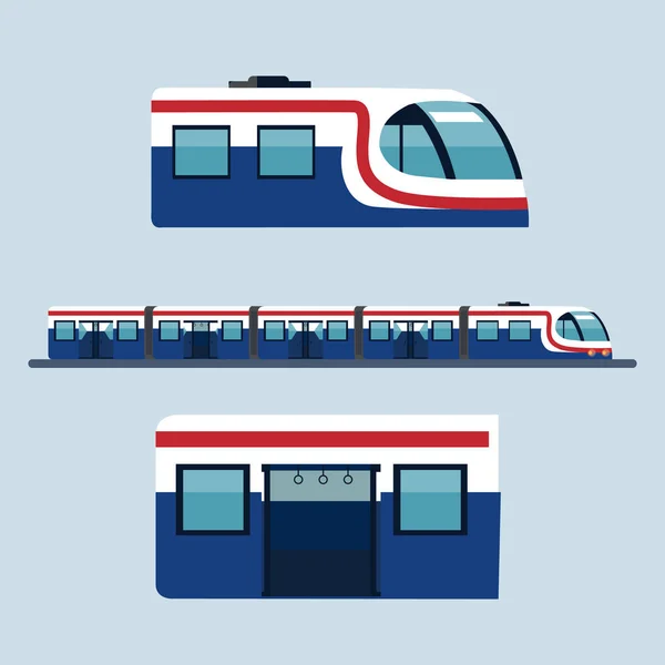 Sky-Bahnhof flache Designobjekte, Seitenansicht mit Kopfteil — Stockvektor