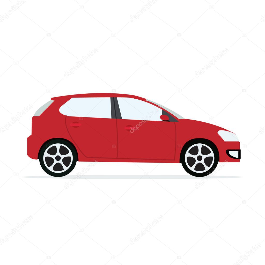 Red modern Car with isolated white background.Sport car vector.