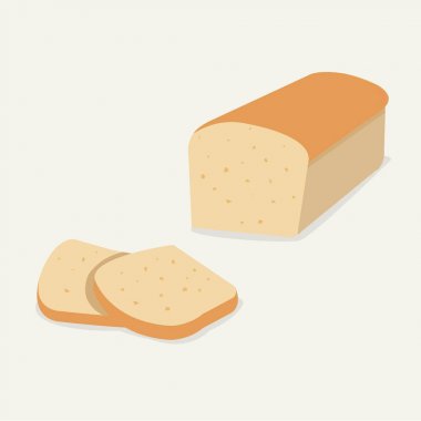 Kepekli ekmek vektör. Düz ekmek somun ve Sliced.Bread kahvaltı yumuşak zemin üzerine