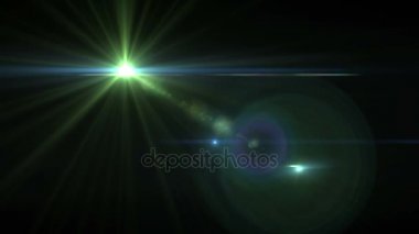 Soyut dijital yeşil lens etkisi flare ve 4 k video ile yıldız efekti kızdırma.