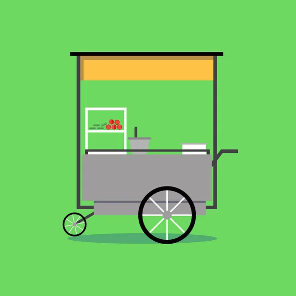 Plochý thajskou pouliční potravin vozík s zelené pozadí vektor — Stockový vektor