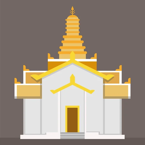 Flat gold Thai temple vector with brown background .Temple sign in simple vector illustration — Stock Vector
