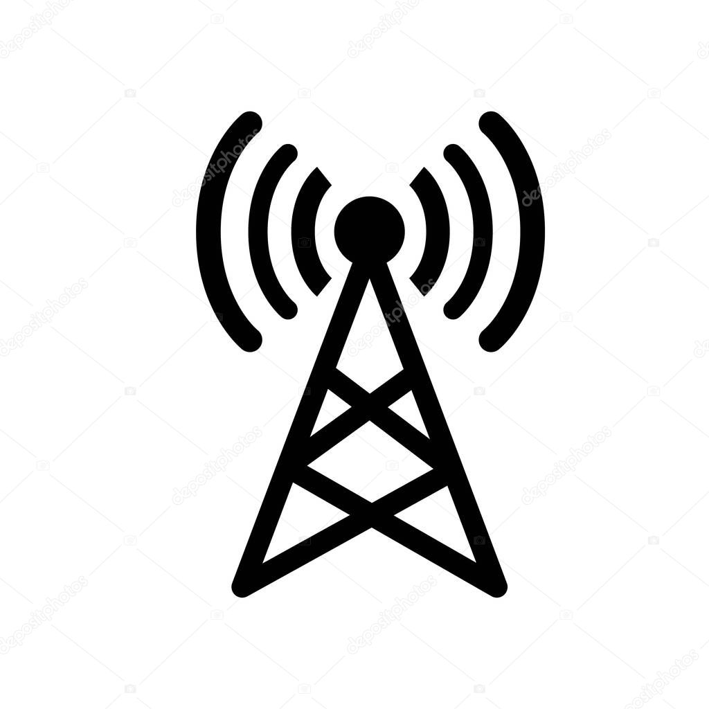 Antenna signal sign vector and isolated white background.Symbol of signal