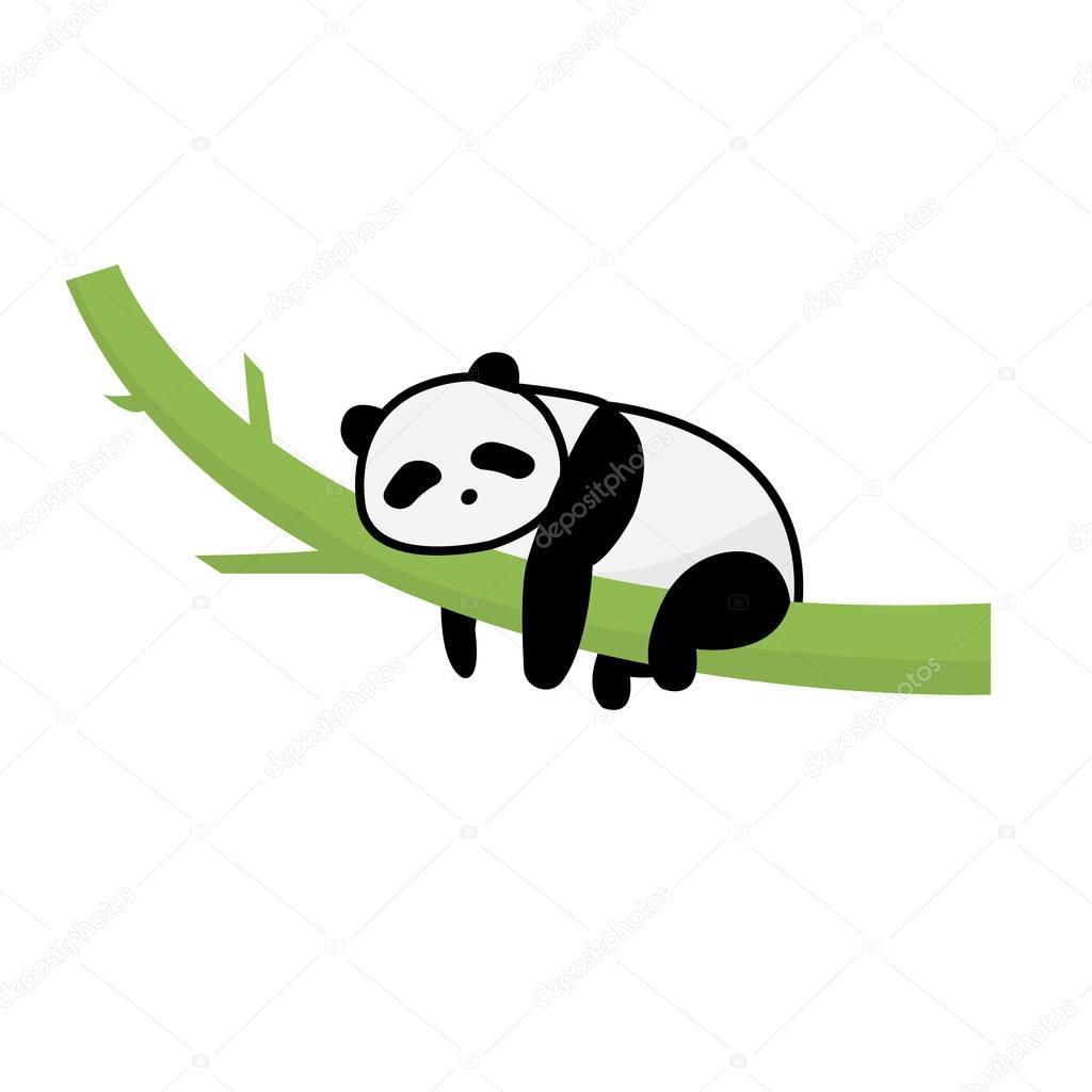 Panda sleep on tree vector isolated white.