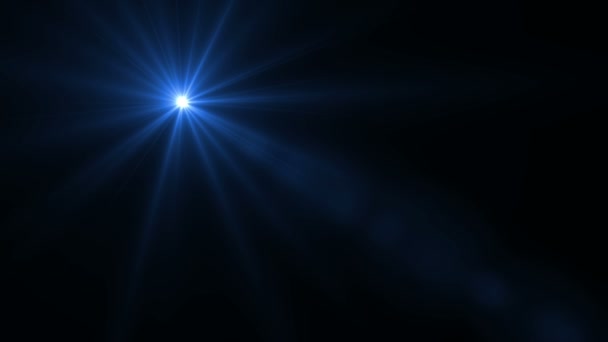抽象的蓝色太阳爆发与数字透镜光晕作用 美丽的自然光晕效果运动视频 — 图库视频影像