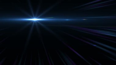 Soyut tasarım doğal mercek parlaması ve ışınları arka plan. Soyut objektif parlama efekti yatay siyah arka plan hareket ve video ile uzayda