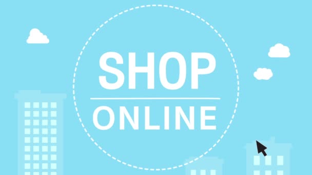 Concetto Shopping Online Con Motion Graphic Animazione Laptop Piatto Shopping — Video Stock