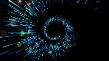 Soyut parlayan mavi sarmal, parçacıklar ışıklar. Karanlık 3d tel çerçeve arka plan animasyon. Parlak mavi çizgiler. hareket video.