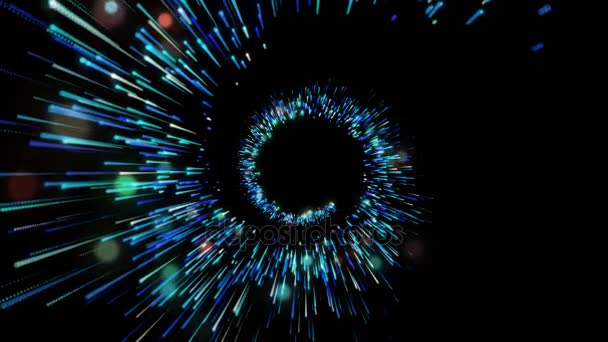 Resumen Brillante Espiral Azul Partículas Luces Animación Fondo Marco Alambre — Vídeo de stock