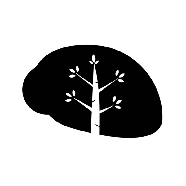 Силуетний Значок Екологічної Піктограми Мозку Векторна Концепція Дизайн Знака Мислення — стоковий вектор