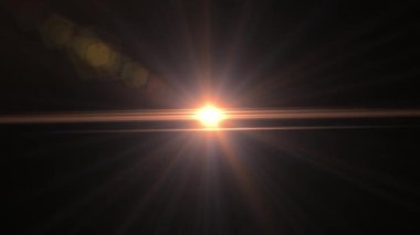 Siyah üzerine parlayan güneş ışığı. Yükselme hareketi tasarımı. Dijital lens flaşlı arkaplan.