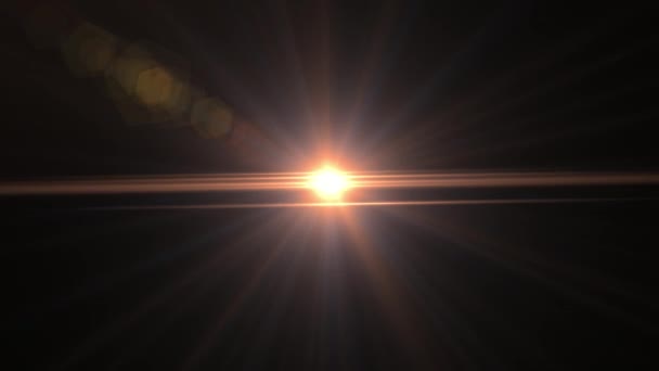 Lumière Soleil Avec Fusée Éclairante Sur Noir Sun Rise Motion — Video