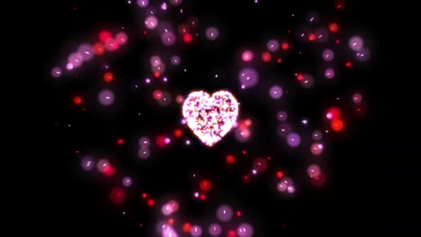 Heart Form Red Particles Motion Valentines Love Background Love Concept — стоковое видео