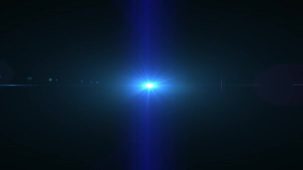 Абстрактна Горизонтальна Лінза Спалахує Світлом Над Чорним Тлом — стокове відео