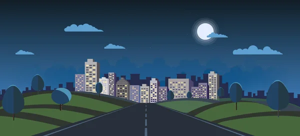 Ночной Город Иллюстрированным Природным Ландшафтом Общественный Парк Ночной Город Луной — стоковое фото