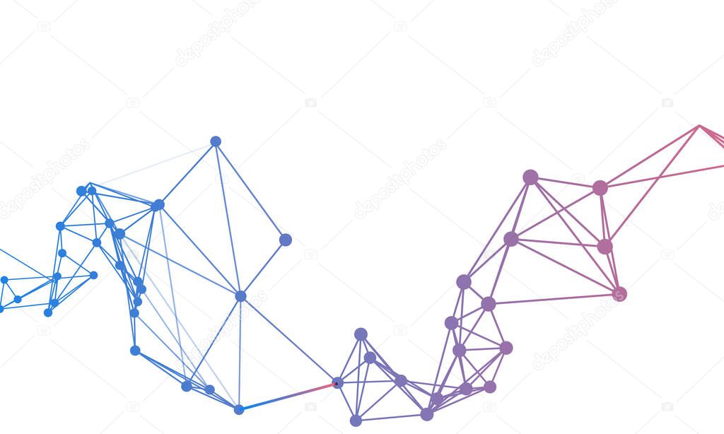 Technology abstract background with connected line and dots. Analytical networks.Internet connection technology concept. Cloud computing. Vector illustration