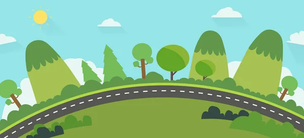 Hermoso Paisaje Naturaleza Con Fondo Carretera Green Hills Con Calle — Vector de stock