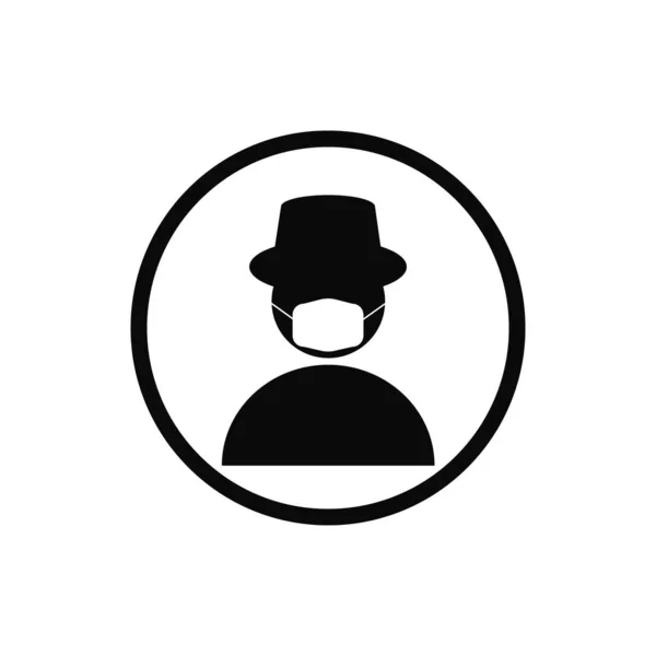 Uomo Che Indossa Maschera Cappello Pittogramma Vettore Illustration Person Indossare — Vettoriale Stock