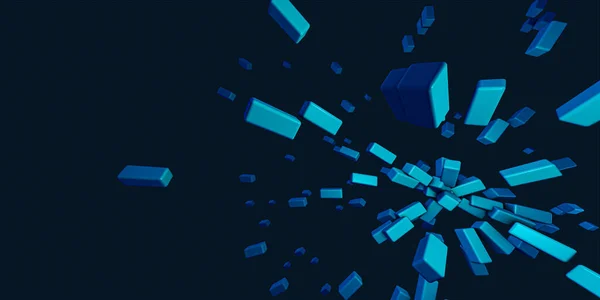 Абстрактний Синій Куб Візерунок Вибухає Рух Фону Текстура Коробки Візерунка — стокове фото