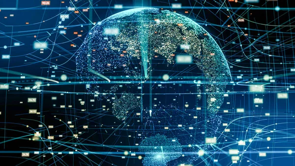 Global network and data connection. Digital planet technology network.Futuristic earth information technology