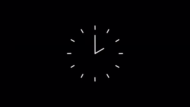 アルファチャンネルと時間と分の手のアニメーションと時計のアイコン — ストック動画