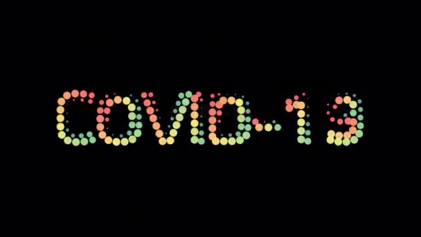 Covid Text Colorful Motion Design Alpha Matte Background Colorful Dot — Stock Video