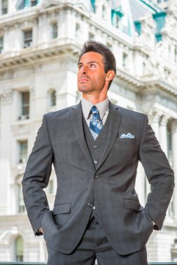 Portresi başarılı orta yaş Amerikalı işadamı yeni Yo